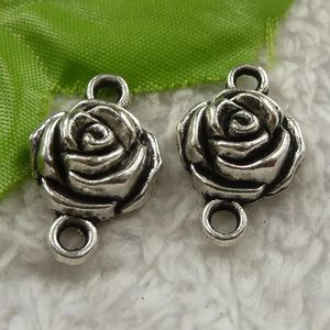 Polacco 128 pezzi connettori per fiori in lega color argento antico 25x16mm creazione di gioielli fai da te #4251