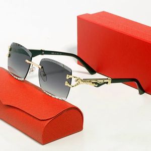 Luxury Designer Sunglasses for Woman Mens Sunglass Buffalo Horn Carti Sun glasses Square Frameless Metal Bridge Geared Frames Fas