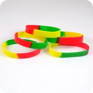 Bangle 50x red yellow green Silicone wristband Jamaica Rasta Reggae Punk Hiphop Bracelet Fashion jewelry
