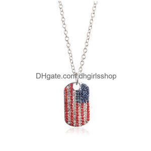 Pendant Necklaces Us Flags Diamond Necklace Personality Army Brand Crystal American Flag Decoration Party Jewelry Gift Drop Delivery Dhec6