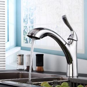 Kitchen Faucets Pull Out Brass Faucet Smoke Bibcock Sink Basins Of Cold & Rotary Nickel/Chrome/Black Tap Single Hole Holder