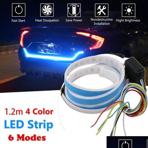 Andere Autolichter 1,2 m 12 V 4-Farben-RGB-Flow-Typ-LED-Heckklappenstreifen Wasserdichtes Bremsfahr-Blinkerlicht-Styling Hohe Qualität D DHY5T