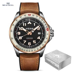 Pannelli 2023 Nuovo orologio da uomo Seagull Serie Skyline Righello calcolatore Pilot Air Force Cronografo Orologio da polso meccanico automatico da uomo 1124