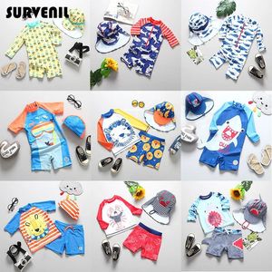 set Swimsuit Boy Upf50+ Kids Swimwear for Boys Children's Bathing Suit with Long Sleeves Shark Print Uv Protection Baby Swimsuits