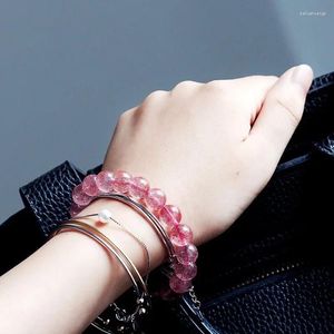 Strand Strawberry Quartz Bead Bracelet For Women And Men Fashionable Romantic Anniversary Gift Couple Natural Crystal