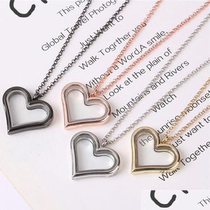 Lockets Heart Pendant Floating Locket Necklace Openable Living Memory Necklaces For Women Children Diy Fashion Jewlery Will And Sand Dhqer