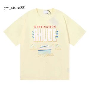 Rhude 셔츠 인 Hot Spring Summer T 셔츠 미국인 고급 Rhudes 스케이트 보드 남성 디자이너 티셔츠 여자 남자 캐주얼 좋은 Rhudes 티셔츠 5154