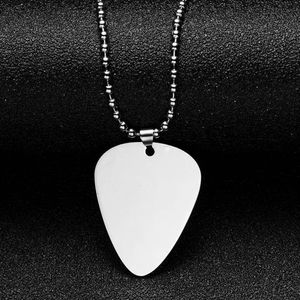 10pcs lot Blank Guitar Pick Shape Necklaces Stainless Steel Mirror Polish Men Women Pendant for DIY Engraved Necklace Keychains228I
