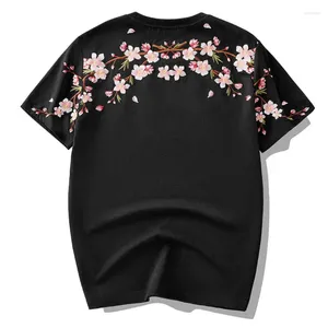 Men's T Shirts Plum Embroidery TShirt Men Summer Cotton Short Sleeve T-shirts Floral Embroidered Male Top Tee Brand Streetwear 2023 Clothing