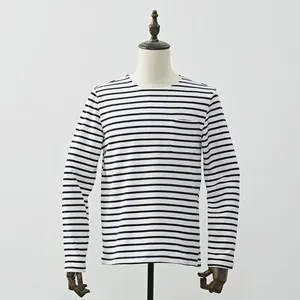 Men's T Shirts Endeavour&Bloom Breton Stripes T-Shirt Retro Style Boat Collar Cotton Tee