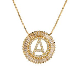 High Quality Gold Long Necklace White Designer Cubic Zirconia Initials Letter Pendant Necklaces For Women Men Dubai Jewelry CZ Col2766