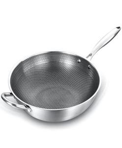 Powlekany patelnia nonstick wok 304 ze stali nierdzewnej woks smażenie fry z uchwytem gotowania kuchennego naczynia kuchenne 4530159