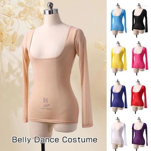 Abbigliamento da palco Donna Supporto per il torace Bodycon Garza Top Sexy See Through Sheer Mesh T-shirt Costume di danza del ventre Vestito di carnevale Body a busto aperto