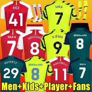 SAKA Football Jersey JESUS ODEGAARD RICE HAVERTZ 24 25 Gunners MARTINELLI SMITH ROWE THOMAS NKETIAH ZINCHENKO SALIBA TROSSARD Football Shirt Men Kids Sets Child Kit