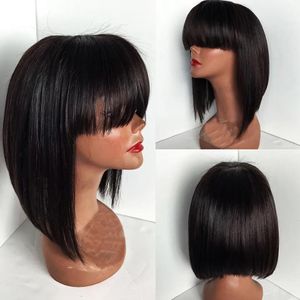 Peruki krótka peruka bob prosta 4x4 5x5 13x6 13x4 Przezroczyste koronkowe frontalowe peruki ludzkie włosy dla czarnych kobiet wstępnie wyczerpane