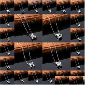 Hänghalsband A-Z English Alphabet Letter Halsband Diamond Crystal Initials Letters Pendants for Women Girls Chain Fashion Hip H Dhnol