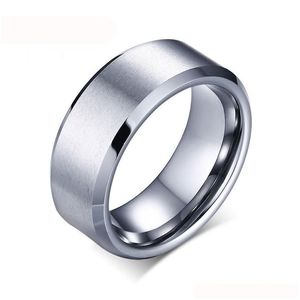 Band Rings 8Mm Wide Wholesale Men Tungsten Wedding Jewelry High Quality Carbide For Drop Delivery Ring Dhi4E