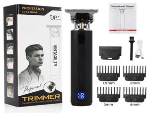 USB Electric Clipper Cordless Shaver trimmer for men Barber Cutting Machine T-Outliner Gold Black T9 2201061339073