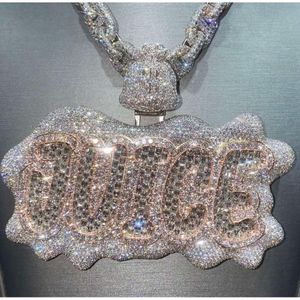 Iced Out Necklace Sterling Sier VVS Diamond Letter Custom Hip Hop Moissanite Pendant
