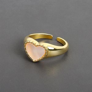 Cluster Rings 925 Sterling Silver Simple Design Heart Shape Stone Color Retro Ejressad Öppning Handgjorda Ring Fashion Fine Jewelr236o