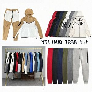 Uomo spessato tecnico sportivo in pile di pile designer con cappuccio per tracce pantaloni con cappuccio uomo donna jogger tracce binari borda