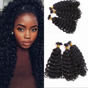 Bulks 3 Bundles Human Hair Bulk for Braiding Peruvian Deep Wave Bulk Hair for Black Women FDSHINE