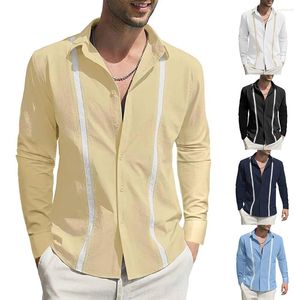 Camisas casuais masculinas mens manga longa camisa colarinho tops blusa praia botão-para baixo t festa cocktail vestido de casamento roupas masculinas