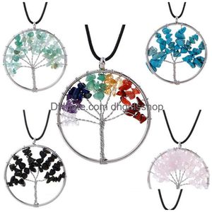 Pendant Necklaces Natural Crystal Stone Necklace Colorf Crushed Creative Teachers Day Gift Drop Delivery Jewelry Pendants Dhfim