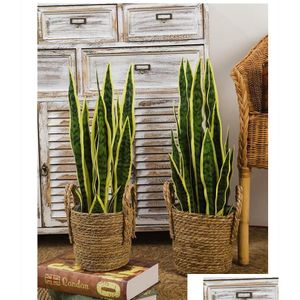 Decorative Flowers Wreaths 60Cm Artificial Sansevieria Trifasciata Snake Plant Big Size Tropical Green Home Decoration Succent Hig Dhktt