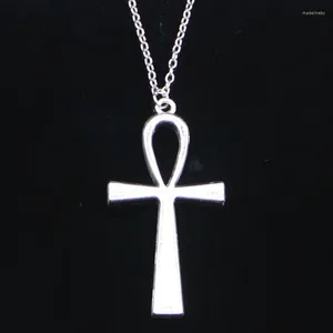 Chains 20pcs Fashion Necklace 52x28mm Cross Egyptian Ankh Life Symbol Pendants Short Long Women Men Colar Gift Jewelry Choker