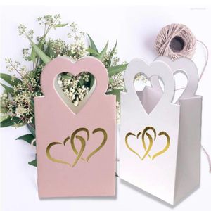 Gift Wrap 50PCS Love Hreat Paper Food Bags Stand Up Packaging Biscuit Candy Cookie Bread Seen Baking Takeaway