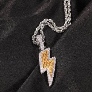 Hip Hop Lightning Pendant Necklace Diamonds Necklace Wide Gra Moissanite Diamond 18k Gold Sterling Silver Cuban Link Chain for Men Hip Hop Halsband