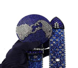 新しいWtern Rhinton Belt for women Men Fashion Diamond Studded Belts Rhinton Globe Buckle for Jean Strass Ceinture Femme2313941