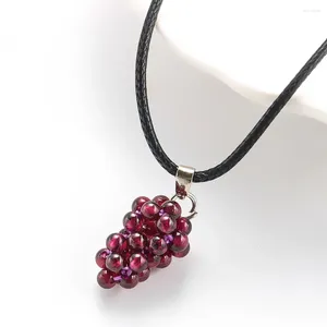 Collane con ciondolo Collana con uva granato naturale Perline di cristallo bordeaux Catena con perle Perle per gioielli intrecciati a mano Regalo per feste