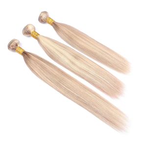 Extensions Piano #27 613 Highlight Human Hair Bundles 3Pcs Silk Straigh Ombre Honey Blonde Piano Mix Color Virgin Brazilian Human Hair Wefts