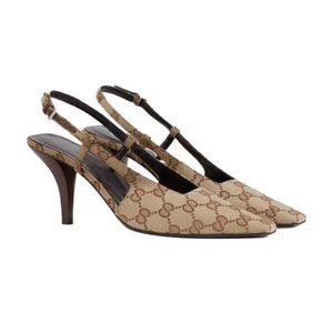 Scarpe eleganti da donna di lusso scarpe firmate con tacco basso sandali moda donna da donna Décolleté da ufficio per feste di nozze Tacco corto Décolleté slingback da donna in tela beige ed ebano con scatola