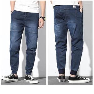 Men's Jeans Plus Size L-7XL Men Jogger Casual Fashion Stretch Elastic Denim Pants Streetwear Hip Hop Drawstring Black Blue