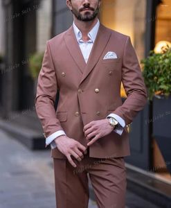 Suits Men Men Khaki Tuxedos Groom Groomsman PROM Wedding Party Formal Business Suit 2 -częściowy zestaw kurtki i spodnie A10