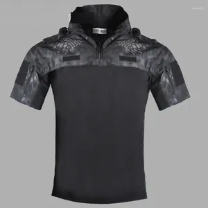 Men's T Shirts Tactical Military Uniform Outdoor Short Sleeves Polo CP Desert Camouflage Army Absorb Sweat Hunting Men Combat Suits