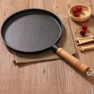 Pannor 26 cm förtjockad gjutjärn non-stick stekpanna lager kaka kaka pannkakor crepe maker platt griddle frukost omelett bakning