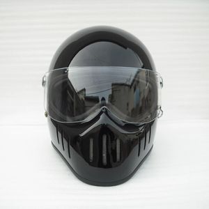 Hełmy FPR Full Face Motorcycle Vintage Helask z przezroczystą świnią Visor Pig Mounth for Dirt Bike Cafe Racer Casco Mocular Custom Motocross Cyklin