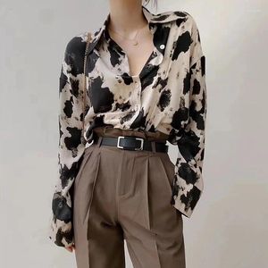 Women's Blouses MEXZT Print Button Up Shirts Women Korean Turn-Down Collar Long Sleeve Chiffon Blouse Streetwear Fashion Oversized 3Xl Tops