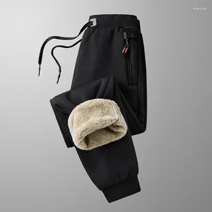 メンズパンツ2023冬の子羊パッド入り温かいジョギングコットンカジュアルジッパーポケットプラスサイズのスポーツウェア