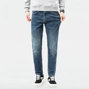 Mäns jeans mode bekväma stretch smala avslappnade raka ben män