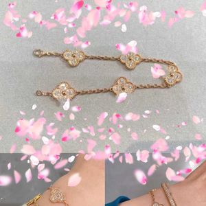 Link Designer Bracelet Jewelry Luxury Chain VanCa Kaleidoscope 18k Gold Van Clover Bracelet with Sparkling Crystals and Diamonds Perfect Gift for Women Girls 1H2F