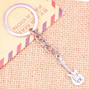 Keychains 20pcs Fashion Keychain 35x12mm Electic Guitar Pendants DIY Men Jewelry Car Key Chain Ring Holder Souvenir For Gift