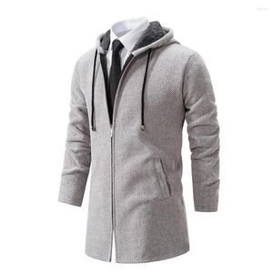 Cappotto trench da uomo autunno inverno cardigan lavorato a maglia in pile casual maglione caldo con cappuccio cardigan top soprabito giacca a vento selvaggia all'aperto