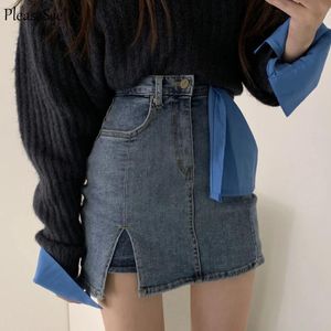 Klänningar koreanska mode streetwear mini denim kjol kvinnor sommar ny avslappnad sexig söt kjol kvinnliga kläder dropshipping billig grossist