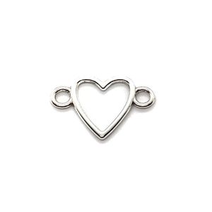 100 st mycket antik silverpläterade hjärtlänkanslutningar charms hängsmycken för smycken som gör DIY handgjorda hantverk 16x24mm308m