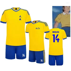 Camisetas para hombres Capitán Musashi Tsubasa Conjunto de uniforme escolar Niños Adultos Ropa de cosplay Nombre personalizable MFC No.14 Jun Misugi Ropa deportiva